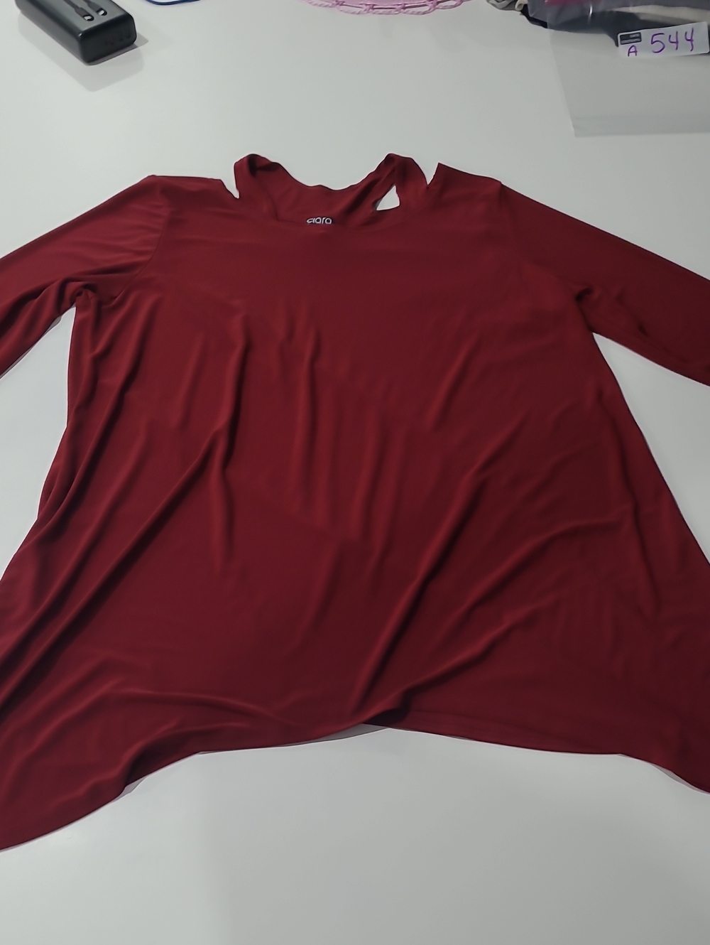 Clara Sun Woo Women's Long-Sleeve Cutout Tunic Top - Burgundy